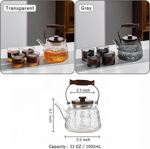 Low MOQ 1000ml Custom Logo Printing Heat Resistant High Borosilicate Glass Luxury <b>Infuser</b> Tea Pot Kettle for Tea Making - Product Image 6