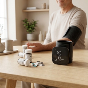 Medidor de Presión Arterial y Glucosa en Sangre 2 en 1, Precio de Fábrica Económico, Monitor Digital LCD para Uso Doméstico, 50 Tiras Reactivas, USB - Product Image 4
