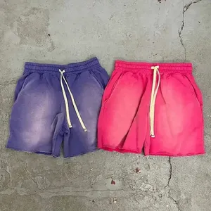Hip Hop Blank Mesh Kurze Jogging shorts De Hombre Unisex Benutzer definierte Terry Cotton Herren Workout Vintage Distressed Acid Washed Shorts