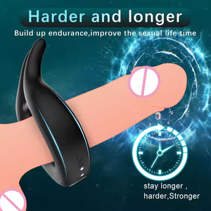 Masturbateur Offre Spéciale Sex Toy <span class=keywords><strong>Anneau</strong></span> en silicone noir avec oreilles de lapin <span class=keywords><strong>vibrant</strong></span> et retardant les caractéristiques d'éjaculation pour l'affichage en <span class=keywords><strong>magasin</strong></span> - Product Image 4