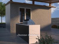 Îlot de cuisine extérieur en pierre exquise avec barbecue et four à pizza pour jardin domestique et projets extérieurs de villas privées, résistant aux intempéries