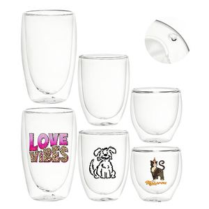 Gobelets isothermes en verre transparent pré-perforés à double paroi, type globe à neige, ronds, 8oz, 12oz, 15oz - Product Image 1