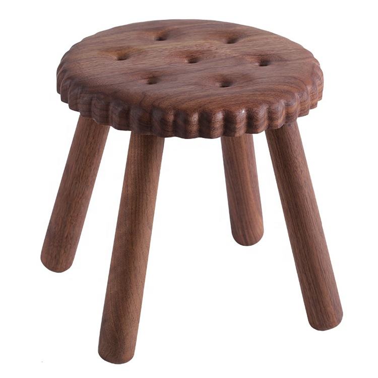 Custom Delicate Kids Natural Wooden Stools Cookie Shape