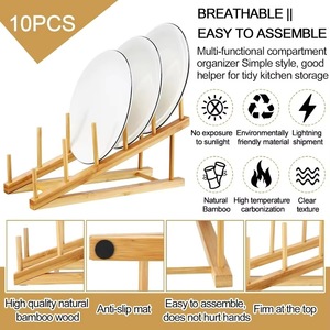 Kitchen cabinet storage unit, wooden bamboo <b>dish</b> rack, clothes rack, plate and bowl cabinet, cutting board display rack - Product Image 3