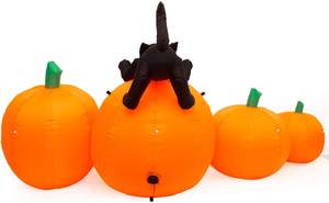 Şişirilebilir PVC Egzersiz Topu Balkabağı Siyah, Dahili LED'li 105cm 20kg+ Kapasiteli, Cadılar Bayramı Dış Mekan Süslemesi için - Product Image 3