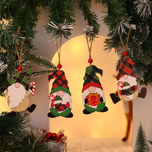 Nuevas decoraciones navideñas, adornos de madera pintados, adornos para árboles de Navidad con diseño de Rodolfo y sin rostro. - Product Image 1
