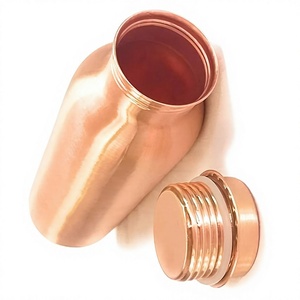Premium 100% Pure Copper Modern Kitchen Water <b>Bottle</b> Plain Seamless Sports <b>Flask</b> Leak-Proof Ayurvedic Health Benefits Drinkware - Product Image 3