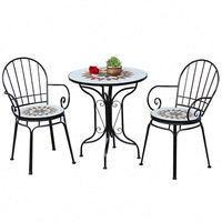 Meubles de balcon pour l'extérieur, style européen, table et chaises en fer forgé mosaïque, ensemble de table basse et de chaises en trois pièces