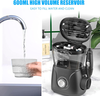 Hydropulseur à eau noire 3 en 1 pour les dents/accolades, 600ml, grande capacité, 8 buses domestiques, irrigateur oral professionnel pour les dents