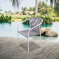 Confortable Patio Restaurant Fauteuils En Aluminium Meubles Extérieur Jardin Gris Tissé Corde À Manger Chaise pour Café