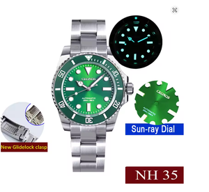 Reloj Automático CRONOS para Hombre, 40 mm, Reloj de Pulsera Mecánico, BGW-9 Luminoso, Sumergible 20 ATM, Zafiro, Cierre Deslizante NH35 - Product Image 1