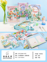 Carnet de notes écologique en gros, mignon et kawaii pour enfants, 32K, pour écoliers, avec cadenas à combinaison et motif floral