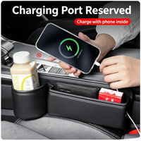 Organisateur universel durable pour l'intérieur du véhicule, avec porte-gobelet et port de charge, en cuir de qualité supérieure, pour combler l'espace entre les sièges.