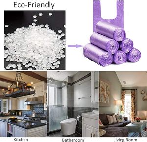 Bolsas de Basura Desechables de Plástico HDPE Tipo Camiseta, 14 Micras, Color Morado, Sellado Térmico, Tamaño y Color Personalizados, 150 Unidades - Product Image 2