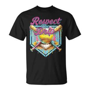 Camiseta de Softbol con Diseño Gráfico Colorido para Jóvenes, Respect The Drip - Product Image 1