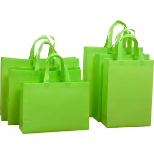 Non Woven Tote Bags Gift Reusable Goodie Multi Color Grocery Bag Small Fabric Shopping Bags Foldable Non Woven with Handles