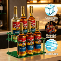 Présentoir à Bouteilles de Liqueur et Sirops à 2 Niveaux en Acrylique Transparent, Organisateur de Comptoir Personnalisé, Directement de l'Usine, Présentoir à Bouteilles de Vin en Acrylique