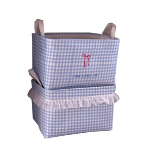 Boîte de rangement pour vêtements en tissu épais de style coréen à motifs en dentelle pour la maison, panier de rangement pour jouets pour filles - Product Image 5