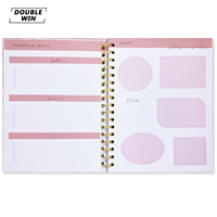 2026 2027 Cahier quotidien hebdomadaire à spirale à impression personnalisée Planificateur en marbre rose