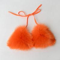 Vente en gros de maillots de bain deux pièces pour femmes en fausse fourrure de renard maillots de bain solides soutien-gorge sous-vêtements fendus triangle carnaval Bikini ensemble