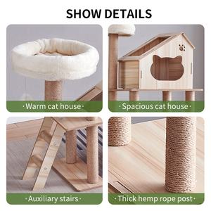 Top-vendita in legno grande albero di gatto con lettiera per gatti usato all'interno e sisal graffio pilastri giocattolo in legno gatto albero - Product Image 2
