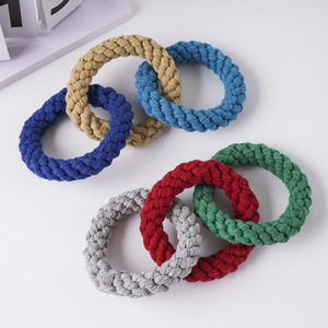 ของเล่นสุนัขแบบเชือกฝ้ายถักเป็นสามวง ทนทานสำหรับสุนัข - Product Image 1