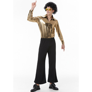 Costumes d'Halloween pour adultes rétro 70's <span class=keywords><strong>disco</strong></span> gold <span class=keywords><strong>couple</strong></span> nightclub singer costume - Product Image 6