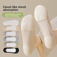 Chaussettes invisibles pour femme, style fin d'été, en tricot, avec semelle en éponge amortissante, antidérapantes, pour bateau, avec soutien de la voûte plantaire, pour talons hauts