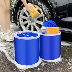 Cubo Plegable de 11L de Tela Oxford para Lavado de Autos con Asa, Impermeable, Plegable, Azul - Product Image 2