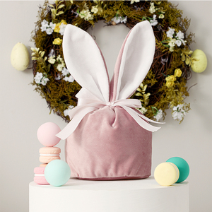 Candies Storage Wholesale Blanks Personalized Pink Velvet Bunny Ear Pouch Easter Baskets For Kids