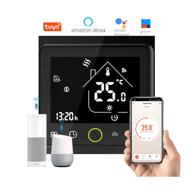 Touch Screen Electric Wi-Fi Thermostat with Tuya for Smart Home & Hotel Use Modern Design