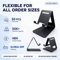 Support de téléphone et tablette en aluminium anodisé, OEM ODM, logo personnalisé, commande en gros, 2 mm, CNC, patins en silicone antidérapants, fournisseur direct d'usine