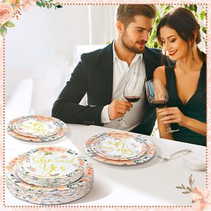 Hot Selling Modern Rustic-Style Disposable Wedding <b>Paper</b> Plates 'Mr Mrs' for Reception & Engagement Parties 9 Inches Bulk Pack" - Product Image 4