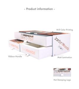 Caja de embalaje para pelucas cosméticas de lujo al por mayor, logotipo personalizado, lámina dorada, cartón reciclable en relieve, laminación mate, revestimiento UV - Product Image 6