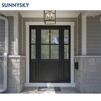 Porte d'entrée principale en bois massif avec insert en verre, design moderne résidentiel Sunnysky pour maison