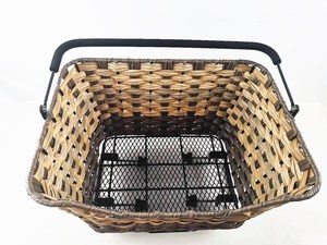 Cesta Trasera Grande de Liberación Rápida <span class=keywords><strong>para</strong></span> <span class=keywords><strong>Bicicleta</strong></span>, Asiento Trasero Metálico Desmontable <span class=keywords><strong>para</strong></span> Portabicicletas, Cesta de Plástico Tejida con Asa - Product Image 3