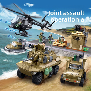 Scène de guerre moderne - Opération offensive conjointe - Véhicule blindé - Hélicoptère - Bunker - Modèle en blocs de construction en plastique ABS - Jouet pour garçon - Product Image 2