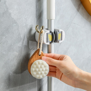 <b>Wall</b> Mounted <b>Mop</b> Holder Storage Rack Round Punch Free Dustproof Cover For Bathroom Cleaning Tools - Product Image 2