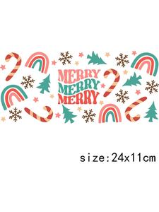 LETOP DIY UV Wraps Transferts 1PCS Merry Christmas Trees Present Cap for 16oz Libbey Glasses Bottles Cup 160z - Product Image 2