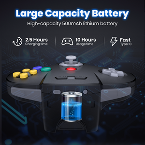 2.4G không dây N64 điều khiển Gamepad + USB Receiver được xây dựng trong Rumble Pak cho chuyển đổi trực tuyến PC Mac Raspberry Pi - Product Image 2