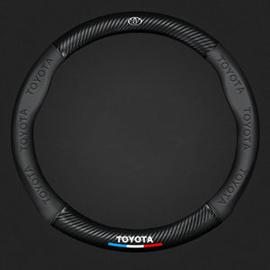 Fundas para <span class=keywords><strong>Volante</strong></span> de Alcántara, Funda para <span class=keywords><strong>Volante</strong></span> de Coche de Fibra de Carbono con Logotipo para <span class=keywords><strong>Toyota</strong></span> Avalon <span class=keywords><strong>Corolla</strong></span> Camry Hilux Highlander - Product Image 2