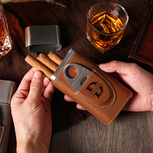 Étui de voyage personnalisé pour cigares avec porte-cigares en cuir OGO imprimé au laser, accessoire de fumeur de style américain, boîte à cigares en cuir - Product Image 2