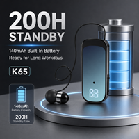Auriculares con Clip para Cuello K65, 5.2 ENC, Cable Retráctil, Almacenamiento con un Solo Botón, Vibración de Llamadas Entrantes, Pantalla Digital, 140mAh, 200H