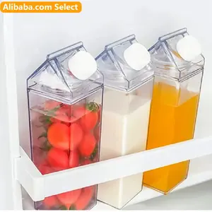 1L 500Ml Bebas Bpa Lihat Melalui Karton Susu Berbentuk Caja De Carton De Leche Transparente Botol Air Akrilik dengan Logo Khusus