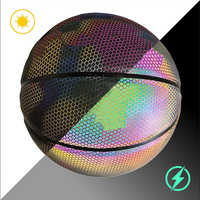 Ballon de basketball réfléchissant et lumineux n°5/n°6/n°7 pour adultes et enfants, entraînement nocturne, garçons et filles, résistant à l'usure, transfrontalier