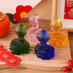 Figura de serpiente de cristal, decoración coleccionable de vidrio tintado para el Año Nuevo Chino, adorno de escritorio - Product Image 1