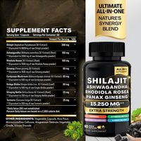 Complexe personnalisé d'Ashwagandha, de Rhodiola et de Ginseng de l'Himalaya - Huile de Shilajit pure OEM, compléments alimentaires à base de plantes