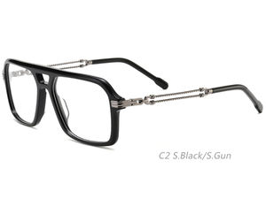 Lunettes optiques surdimensionnées rétro décorées de chaînes, en acétate avec détails métalliques, adaptées à diverses occasions - Product Image 3