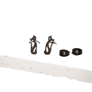 Orecchini a Perno in Acciaio Inossidabile Placcato Platino con Gatto Cartoon, Unisex, Regalo di Anniversario, Gioielli alla Moda all'Ingrosso - Product Image 5