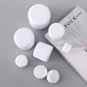 White Round <b>Plastic</b> Cosmetic <b>Jars</b> Snap Top Multi Size Portable Travel Set Injection Molding Facial Mask Packaging - Product Image 3